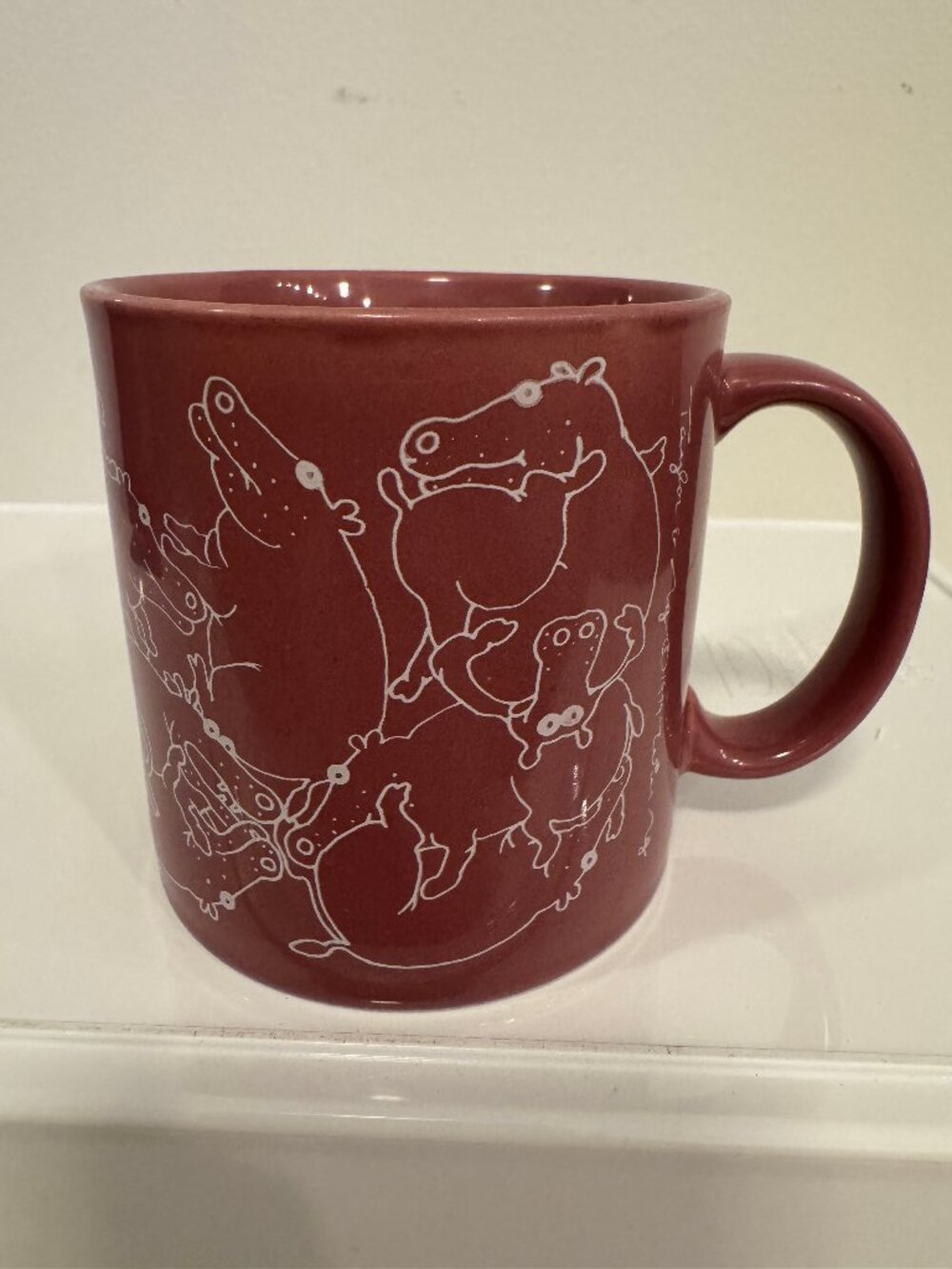 Vintage Taylor & Ng 1979 Naughty Hippos Orgy Ceramic Coffee Mug Mauve